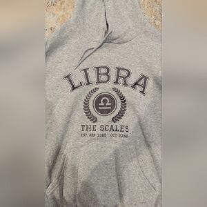 Shein LIBRA 'The Scales' Zodiac Graphic Hoodie - Gray